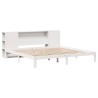 Lit bibliothèque sans matelas blanc 200x200 cm bois pin massif 