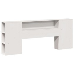 Lit bibliothèque sans matelas blanc 200x200 cm bois pin massif 