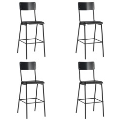 Chaises de bar lot de 4 noir contreplaqué solide et acier 