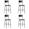 Chaises de bar lot de 4 noir contreplaqué solide et acier 