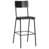 Chaises de bar lot de 4 noir contreplaqué solide et acier 