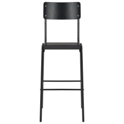 Chaises de bar lot de 4 noir contreplaqué solide et acier 