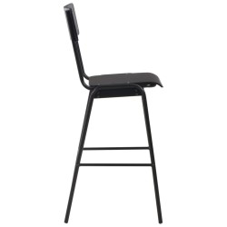 Chaises de bar lot de 4 noir contreplaqué solide et acier 