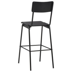 Chaises de bar lot de 4 noir contreplaqué solide et acier 