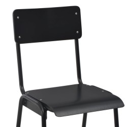 Chaises de bar lot de 4 noir contreplaqué solide et acier 