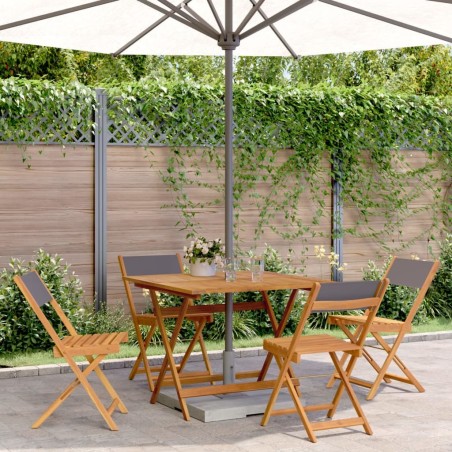 Ensemble à manger de jardin 5 pcs anthracite tissu bois massif 