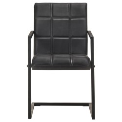 Chaises à manger cantilever lot de 2 noir cuir véritable 