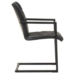 Chaises à manger cantilever lot de 2 noir cuir véritable 