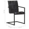 Chaises à manger cantilever lot de 2 noir cuir véritable 