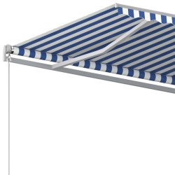 Auvent manuel rétractable 450x350 cm Bleu et blanc 