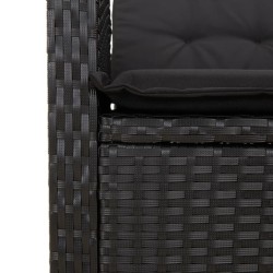 Ensemble à manger de jardin avec coussins 3 pcs Noir 