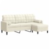 Canapé à 3 places avec repose-pieds Crème 180 cm Velours 
