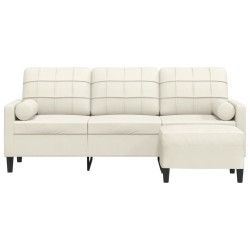 Canapé à 3 places avec repose-pieds Crème 180 cm Velours 