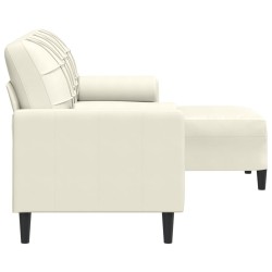 Canapé à 3 places avec repose-pieds Crème 180 cm Velours 
