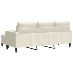 Canapé à 3 places avec repose-pieds Crème 180 cm Velours 