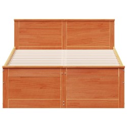Cadre de lit sans matelas avec tête de lit brun cire 135x190 cm 