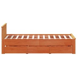 Cadre de lit sans matelas avec tête de lit brun cire 135x190 cm 