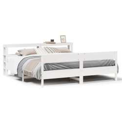 Cadre de lit sans matelas blanc 180x200 cm bois massif de pin 