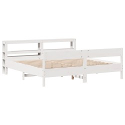 Cadre de lit sans matelas blanc 180x200 cm bois massif de pin 