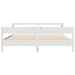 Cadre de lit sans matelas blanc 180x200 cm bois massif de pin 