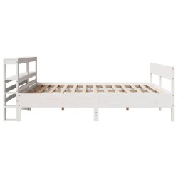 Cadre de lit sans matelas blanc 180x200 cm bois massif de pin 