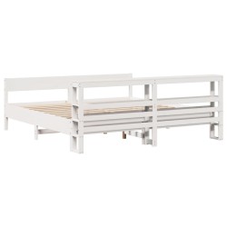 Cadre de lit sans matelas blanc 180x200 cm bois massif de pin 