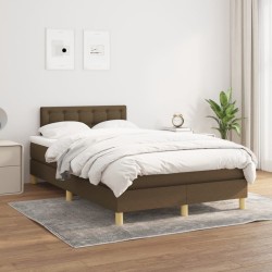 Sommier à lattes de lit et matelas marron foncé 120x190cm tissu 