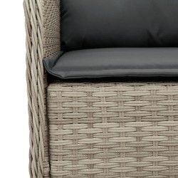 Ensemble à manger de jardin 3pcs coussins gris clair poly rotin 