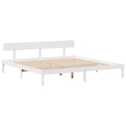Lit bibliothèque sans matelas blanc 180x200 cm bois pin massif 