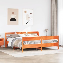 Cadre de lit sans matelas cire marron 200x200cm bois pin massif 