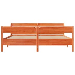 Cadre de lit sans matelas cire marron 200x200cm bois pin massif 