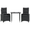 Ensemble à manger de jardin avec coussins 3 pcs Noir 