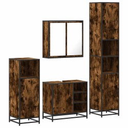 Ensemble meubles salle de bain 4 pcs chêne fumé bois ingénierie 