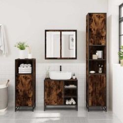 Ensemble meubles salle de bain 4 pcs chêne fumé bois ingénierie 