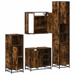 Ensemble meubles salle de bain 4 pcs chêne fumé bois ingénierie 