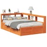 Lit bibliothèque sans matelas cire marron 140x190 cm pin massif 