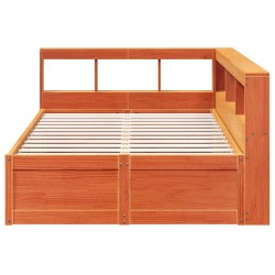 Lit bibliothèque sans matelas cire marron 140x190 cm pin massif 