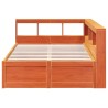 Lit bibliothèque sans matelas cire marron 140x190 cm pin massif 