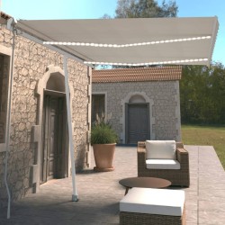 Auvent manuel rétractable avec LED 350x250 cm Crème 