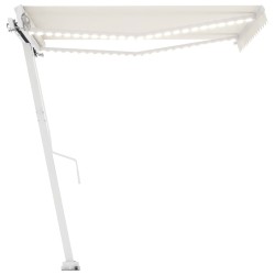 Auvent manuel rétractable avec LED 350x250 cm Crème 