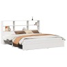 Lit bibliothèque sans matelas blanc 200x200 cm bois pin massif 