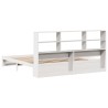 Lit bibliothèque sans matelas blanc 200x200 cm bois pin massif 