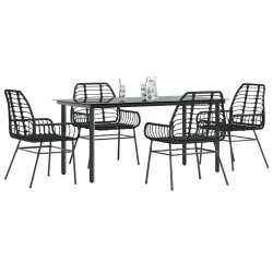 Ensemble à manger de jardin 5 pcs noir résine tressée verre 