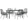 Ensemble à manger de jardin 5 pcs noir résine tressée verre 