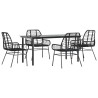 Ensemble à manger de jardin 5 pcs noir résine tressée verre 