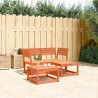 Salon de jardin 3 pcs cire marron bois de pin massif 