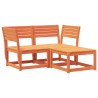 Salon de jardin 3 pcs cire marron bois de pin massif 