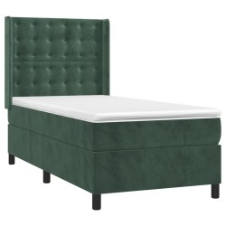 Sommier à lattes de lit matelas LED Vert foncé 90x190cm Velours 