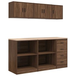 Armoires de garage 6 pcs chêne marron bois d'ingénierie 