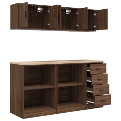 Armoires de garage 6 pcs chêne marron bois d'ingénierie 
